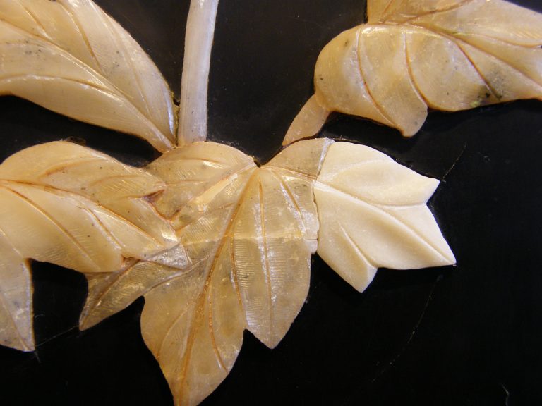 The replicated leaf was adhered in place.