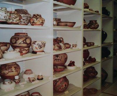 Restore Art. Ceramics pottery storage. Museum storage conditions, preventative conservation. Storing southwest pottery.