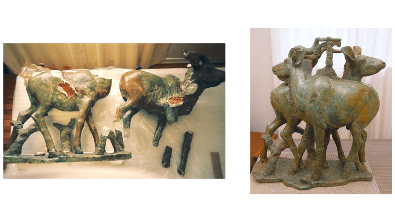 REstore Art. Broken stone sculpture restoration.